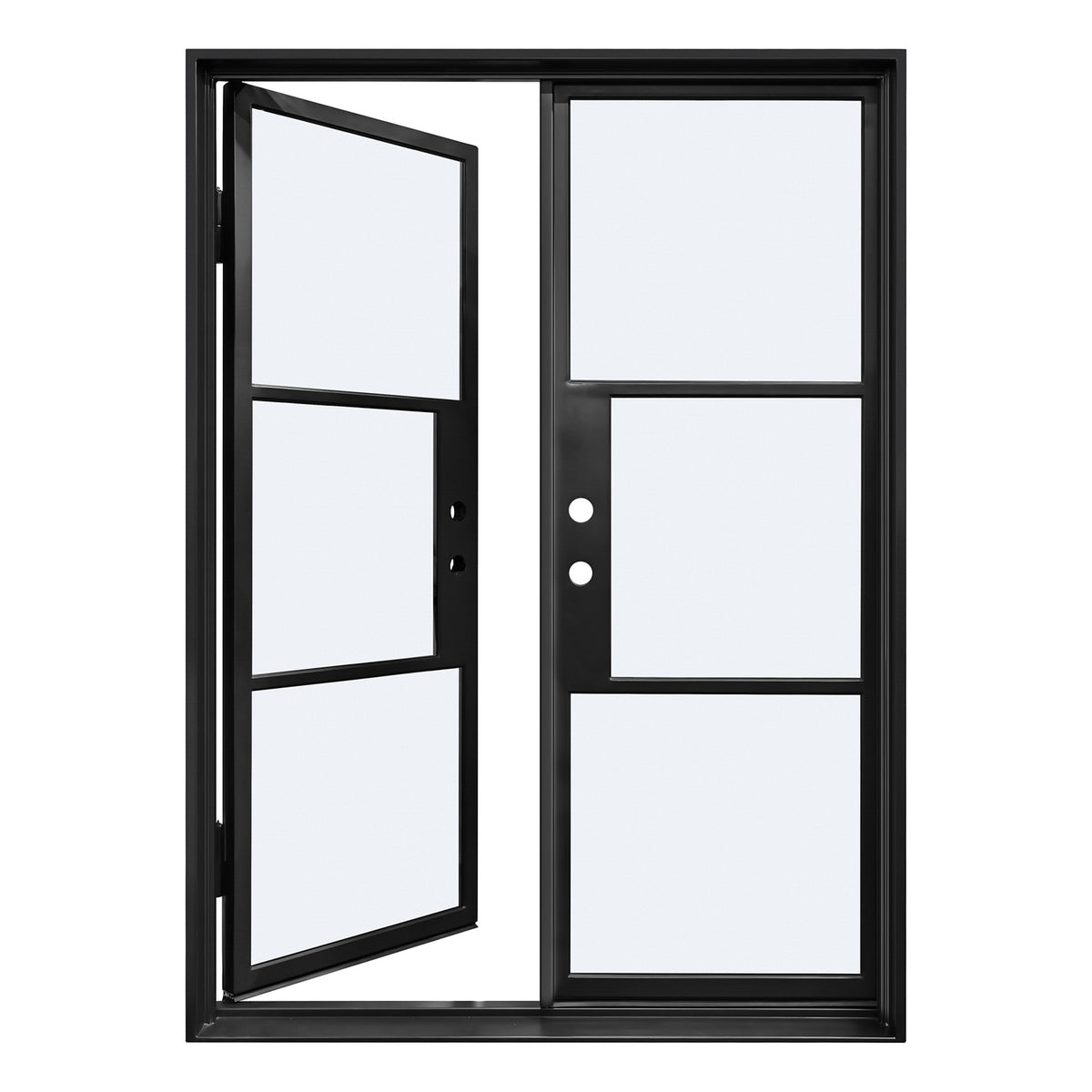 Lion Iron Door Steel French Double Door-3 Lite