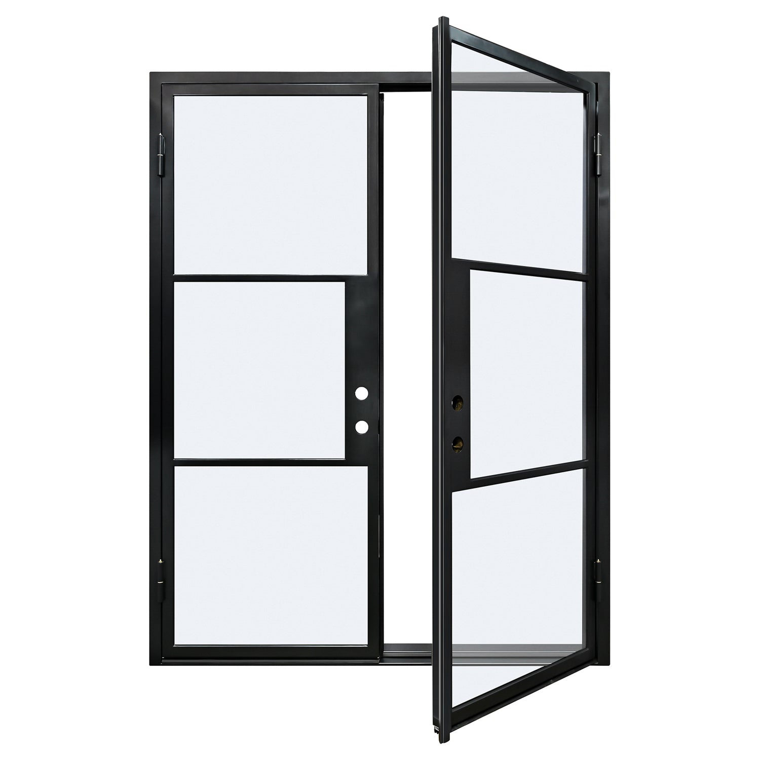 Lion Iron Door Steel French Double Door-3 Lite