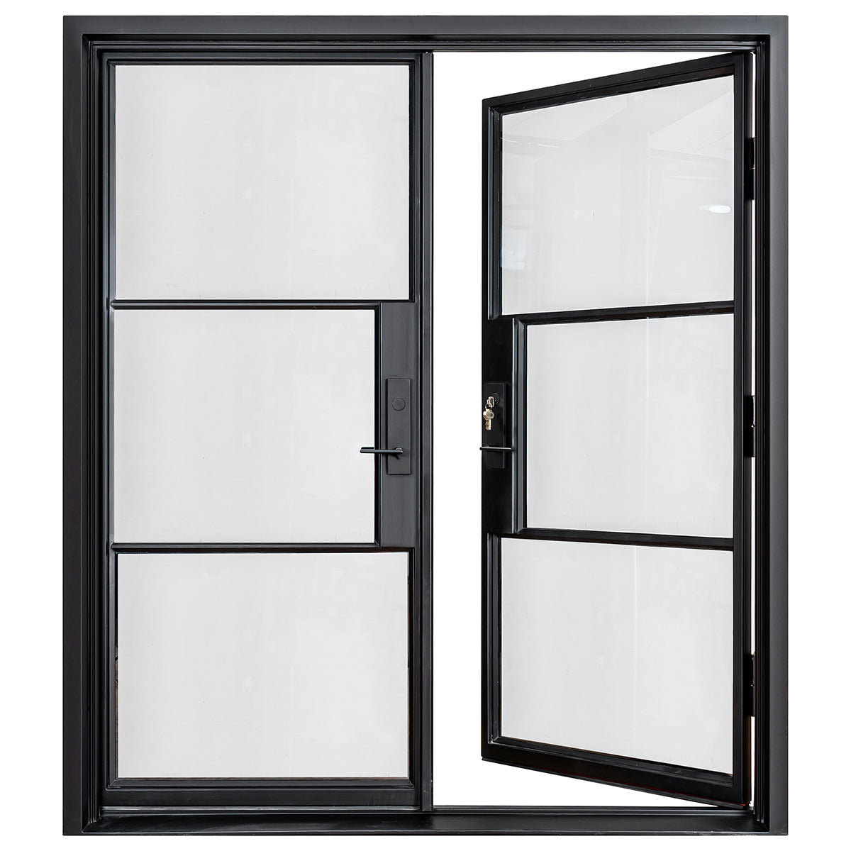 Lion Iron Door Steel French Double Door-3 Lite