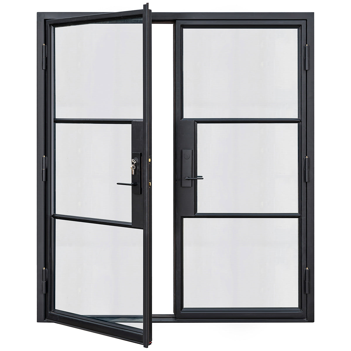 Lion Iron Door Steel French Double Door-3 Lite