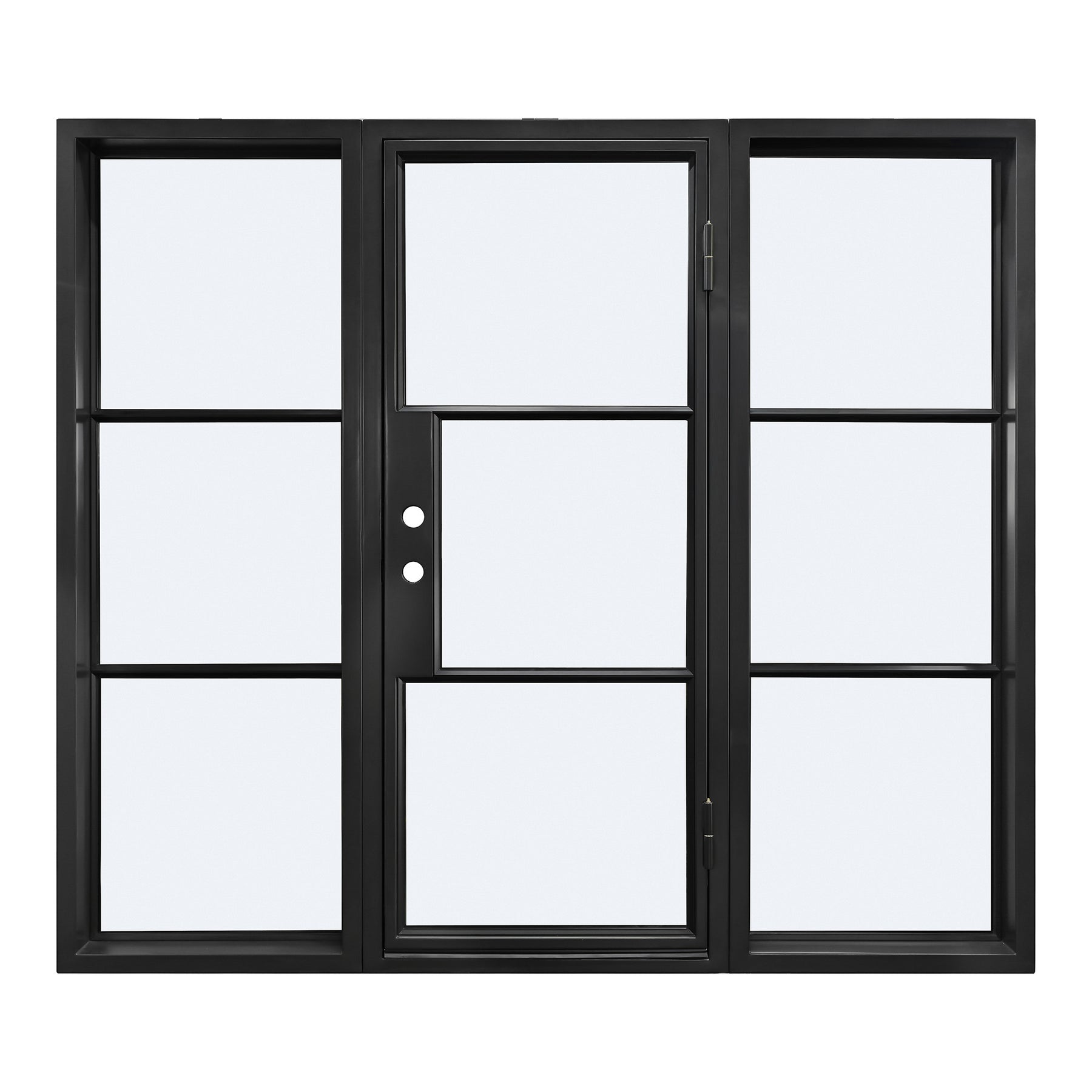 Steel French Single Door 3-Lites with Sidelights, Excludes Lockset