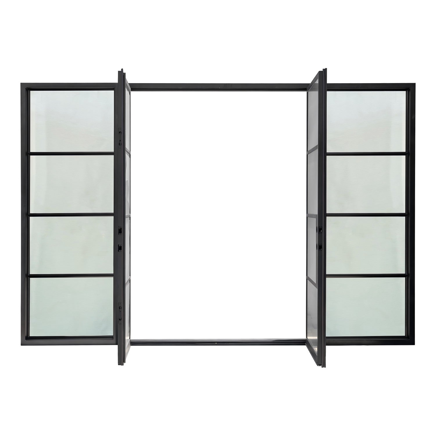 Lion Iron Door Steel French Double Door 4-Lites with Sidelights