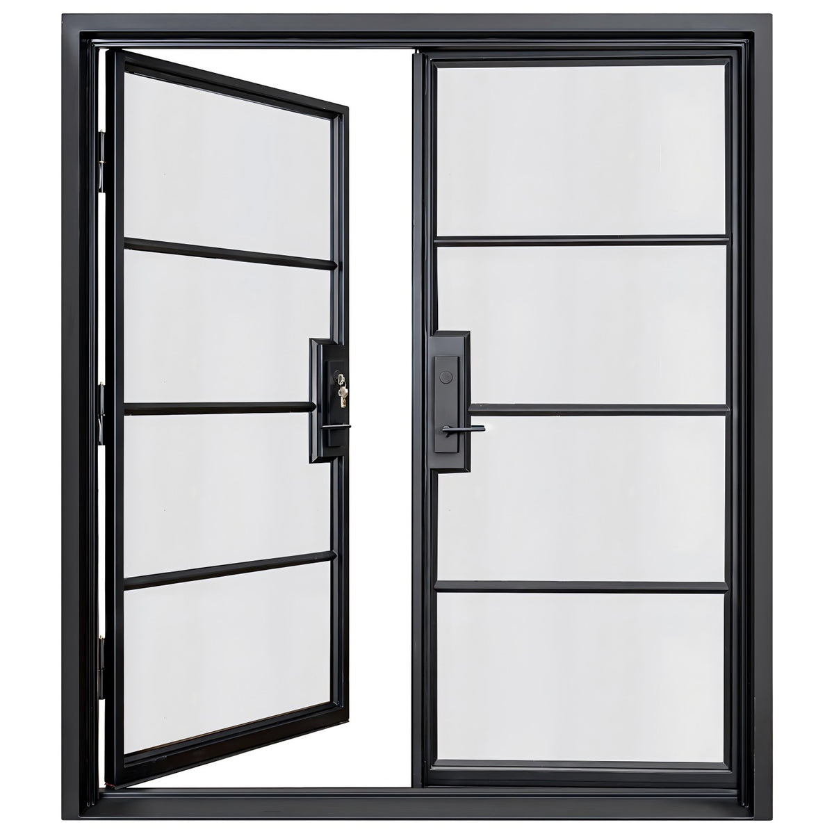 Lion Iron Door Steel French Double Door 4-Lites