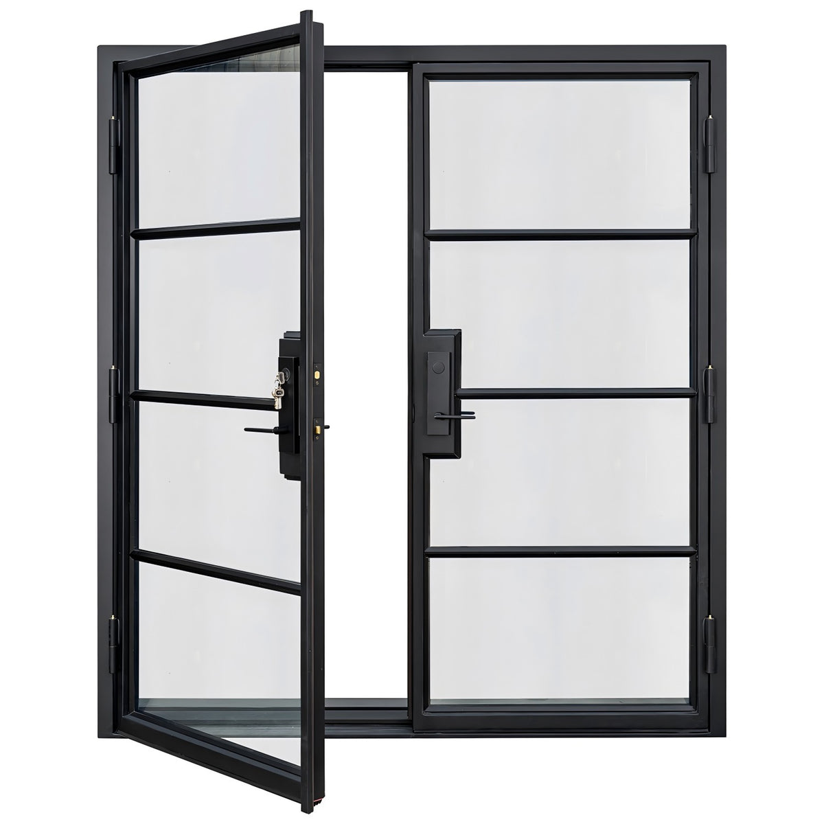 Lion Iron Door Steel French Double Door 4-Lites