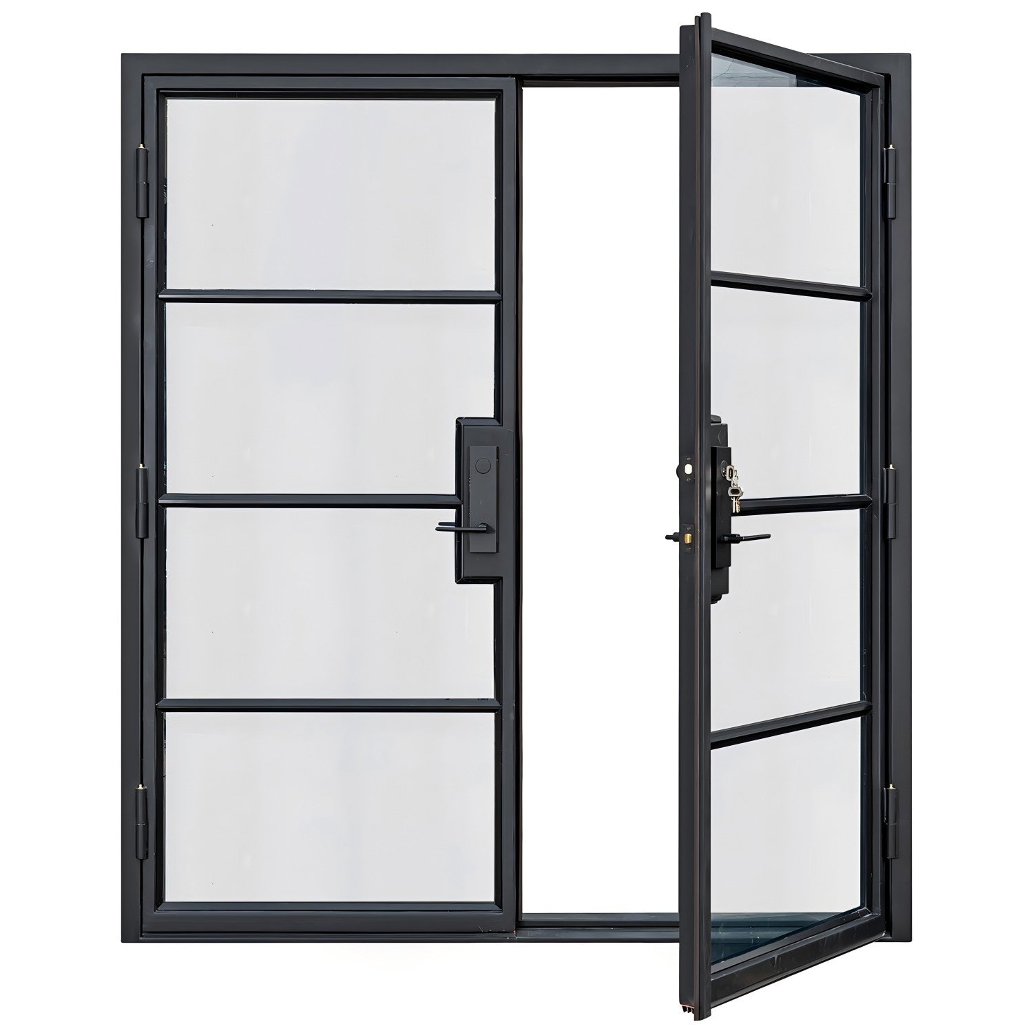 Lion Iron Door Steel French Double Door 4-Lites