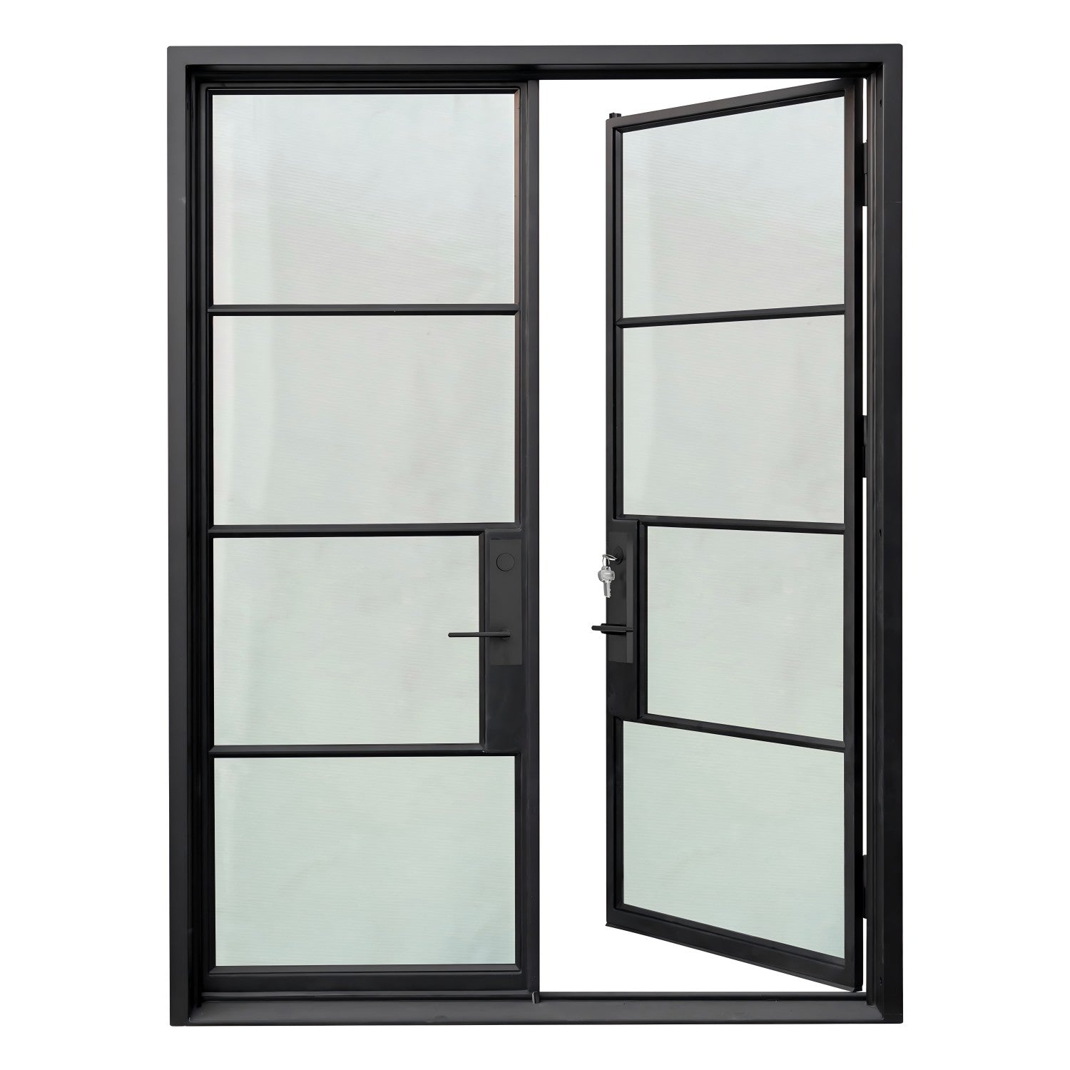 Lion Iron Door Steel French Double Door 4-Lites