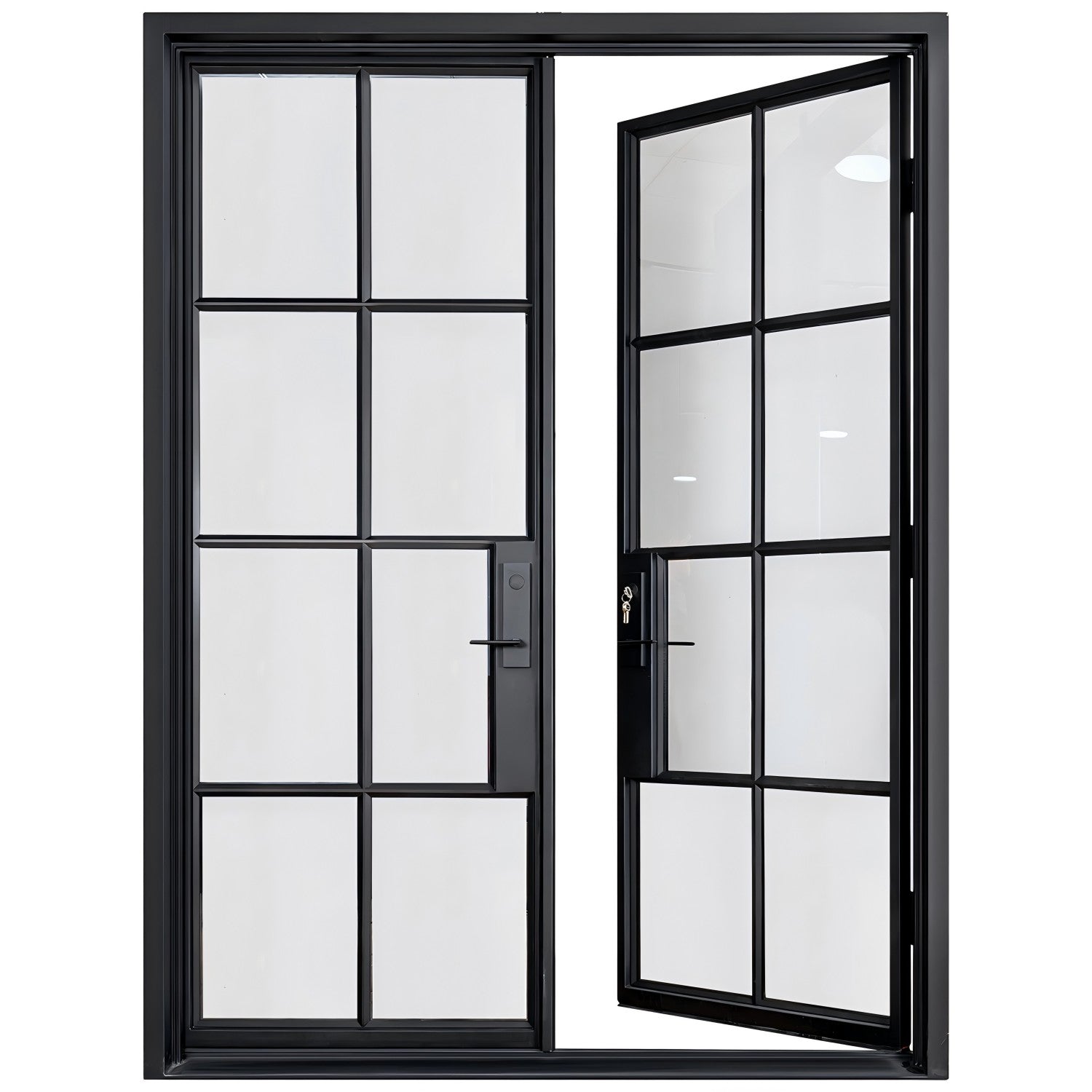 Lion Iron Door Steel French Double Door 8-Lites