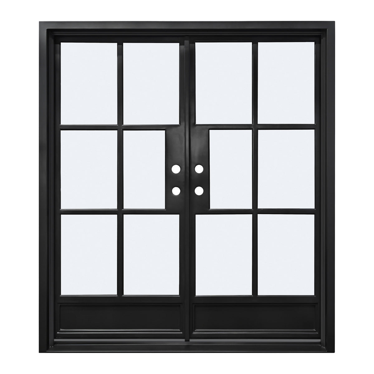 Lion Iron Door Steel French Double Door 6-Lites with Kickplates