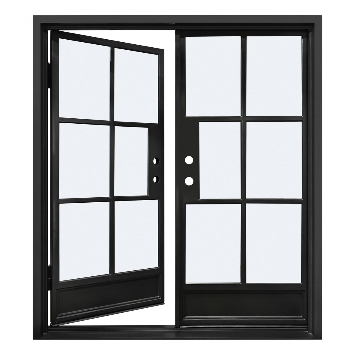 Lion Iron Door Steel French Double Door 6-Lites with Kickplates