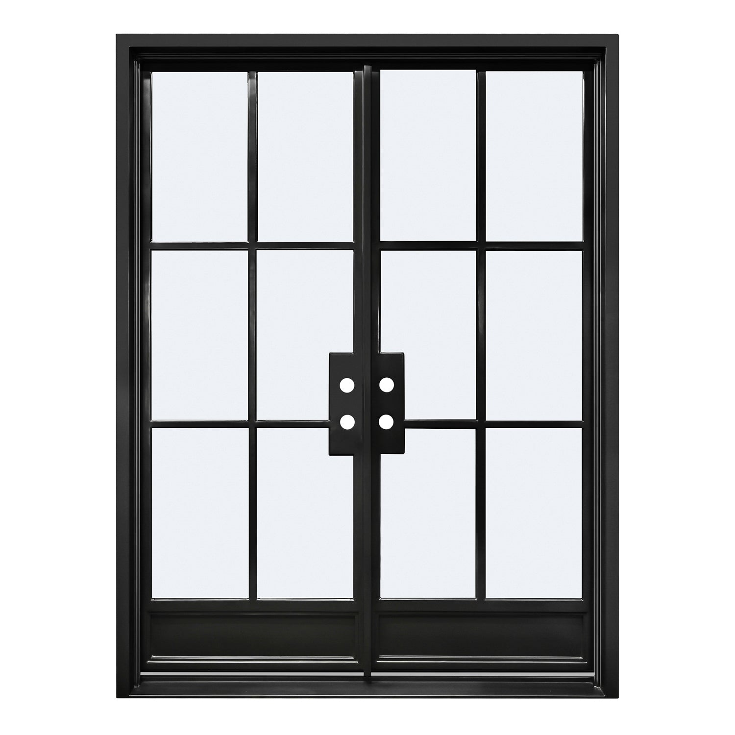 Lion Iron Door Steel French Double Door 6-Lites with Kickplates