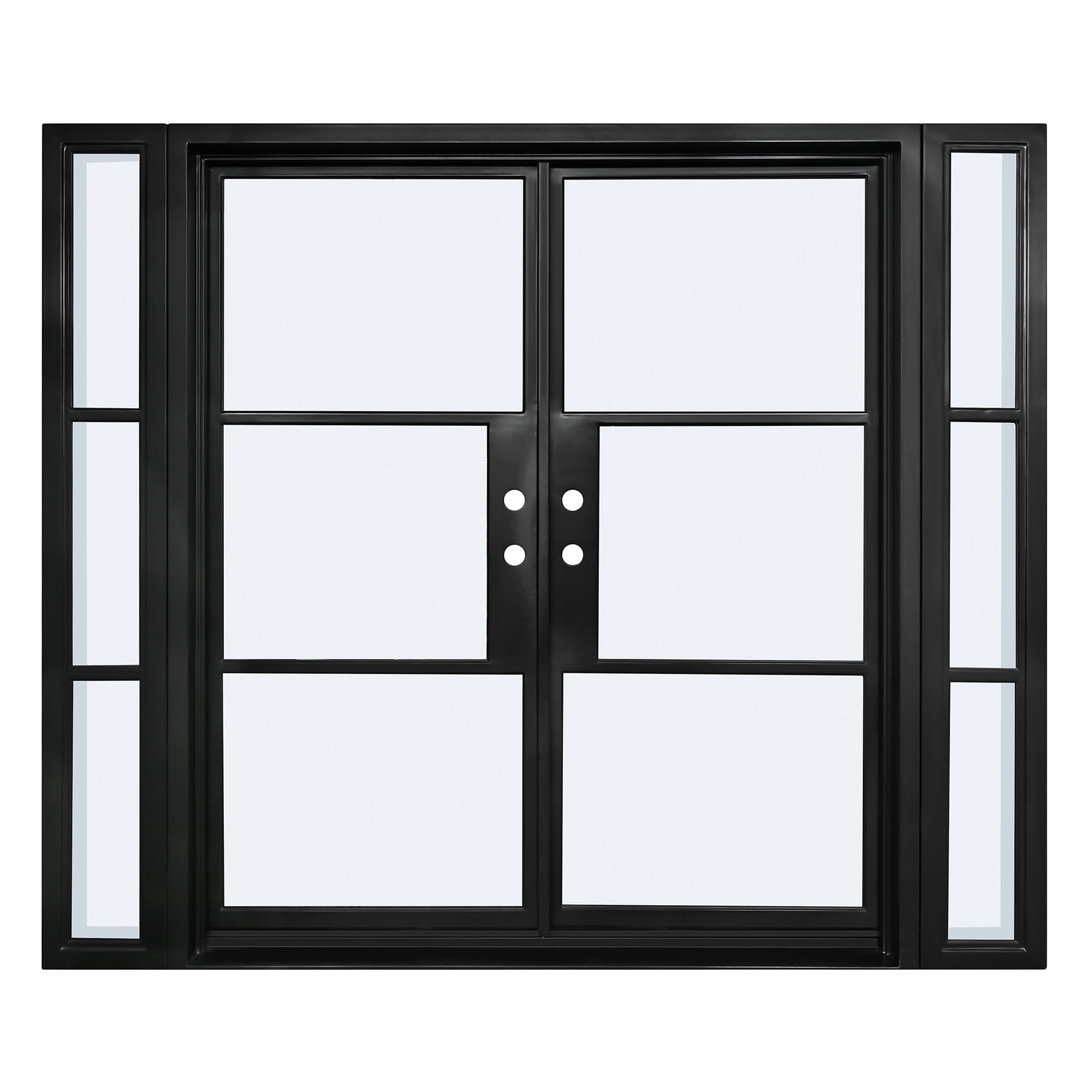 Lion Iron Door Steel French Double Door 3-Lites with Sidelights, Excludes Lockset