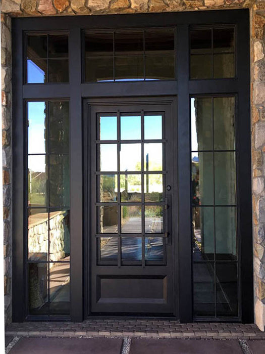 Iron Single Door w/Transom & Sidelites (V114)