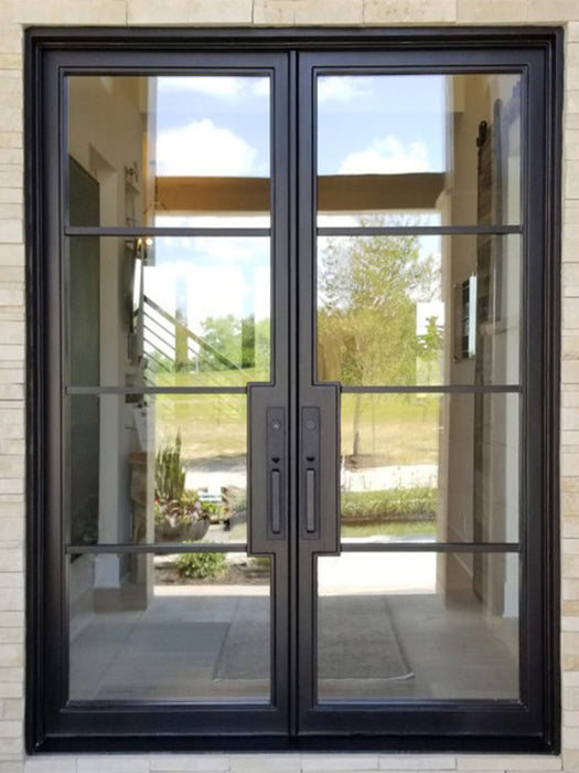 French Steel 4-Lite Double Door (V125)