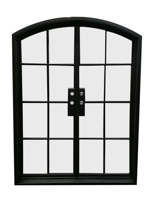 French Steel Double Door 8-Lites W/Arch
