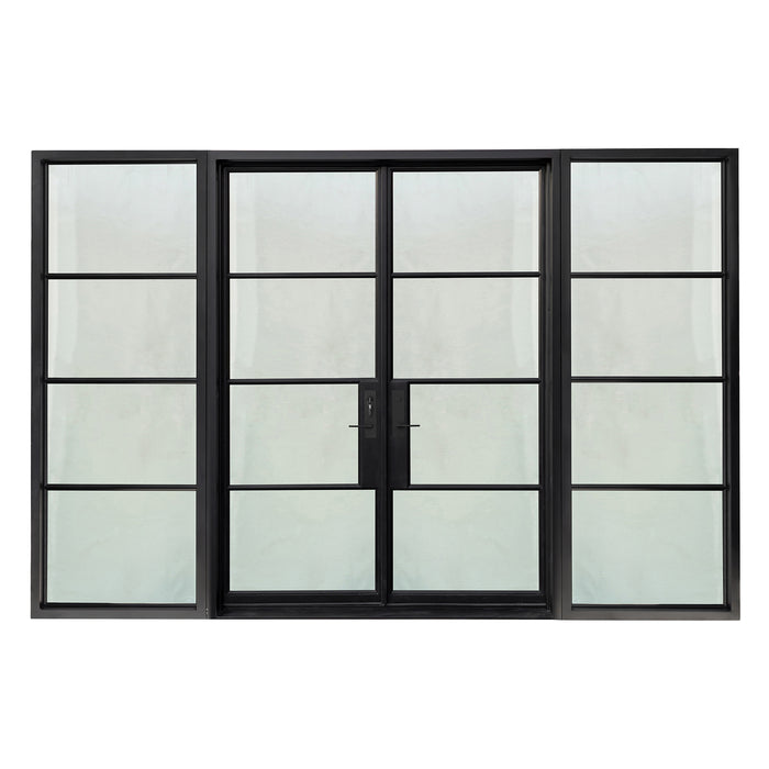French Steel Double Door 4-Lites W/ Sidelites