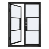 Lion Iron Door Steel French Double Door-3 Lite