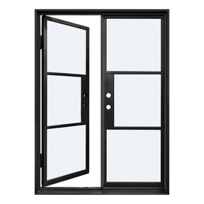 Lion Iron Door Steel French Double Door-3 Lite