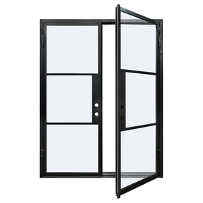Lion Iron Door Steel French Double Door-3 Lite