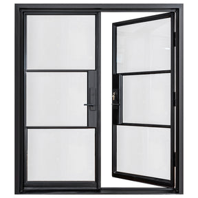 Lion Iron Door Steel French Double Door-3 Lite