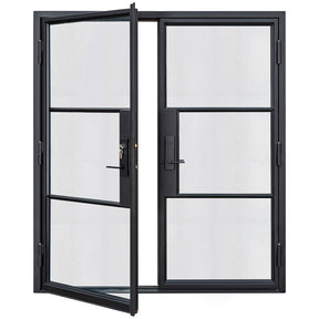 Lion Iron Door Steel French Double Door-3 Lite