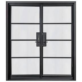 Lion Iron Door Steel French Double Door 4-Lites