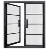 Lion Iron Door Steel French Double Door 4-Lites
