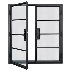 Lion Iron Door Steel French Double Door 4-Lites