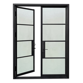 Lion Iron Door Steel French Double Door 4-Lites