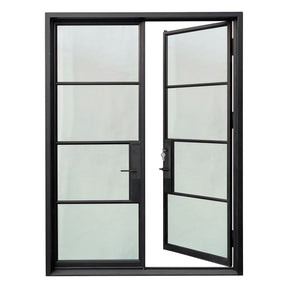 Lion Iron Door Steel French Double Door 4-Lites