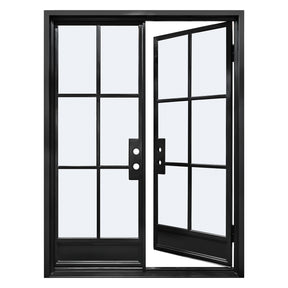 Lion Iron Door Steel French Double Door 6-Lites with Kickplates