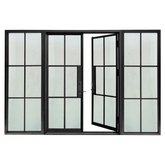 Lion Iron Door Steel French Double Door 6-Lites with Sidelights
