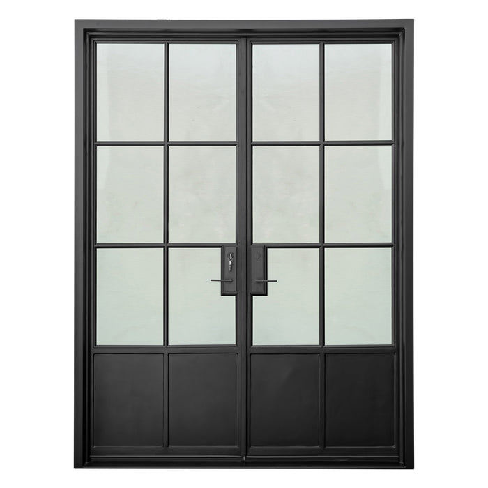 French Steel Double Door 6-Lites with Kickplates