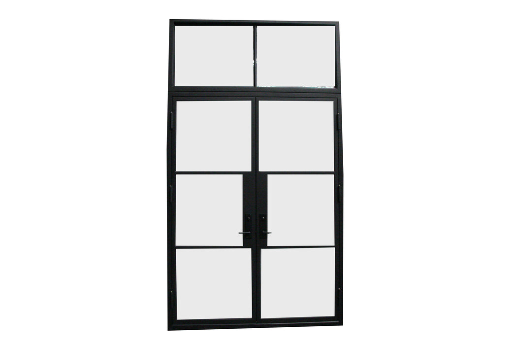 French Steel Double Door 3-Lite with Transom