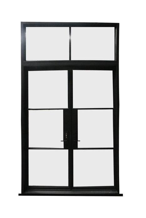 French Steel Double Door 3-Lite with Transom