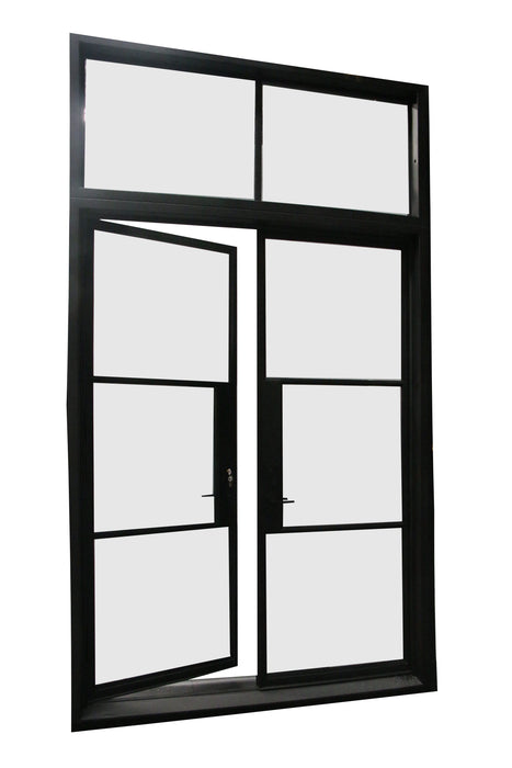 French Steel Double Door 3-Lite with Transom