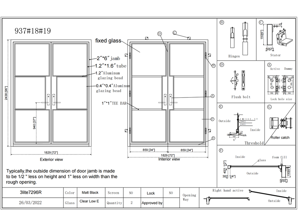 French Steel Double Door-3 Lite