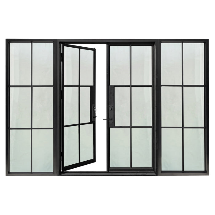 French Steel Double Door 4-Lites W/ Sidelites