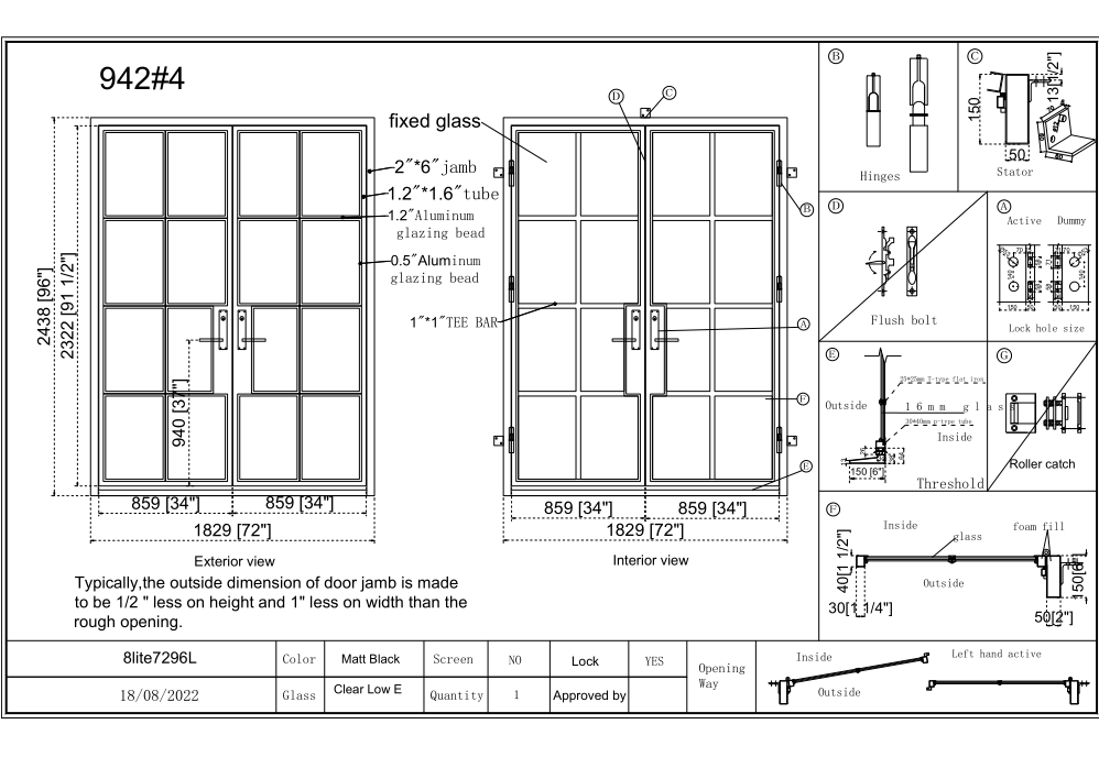 French Steel Double Door 8-Lites