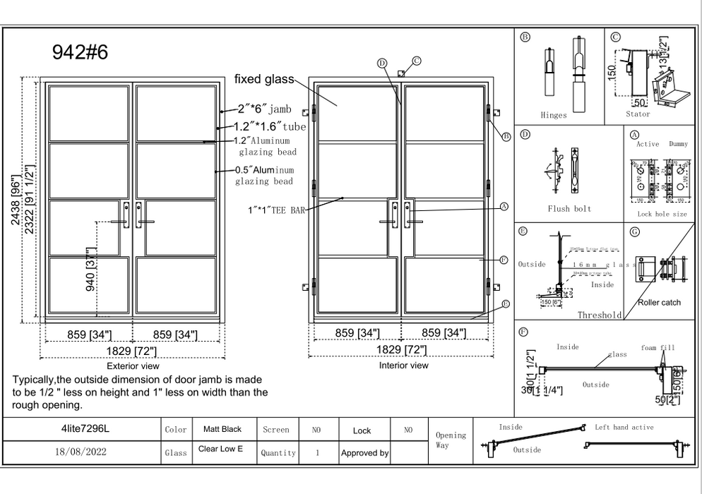 French Steel Double Door 4-Lites