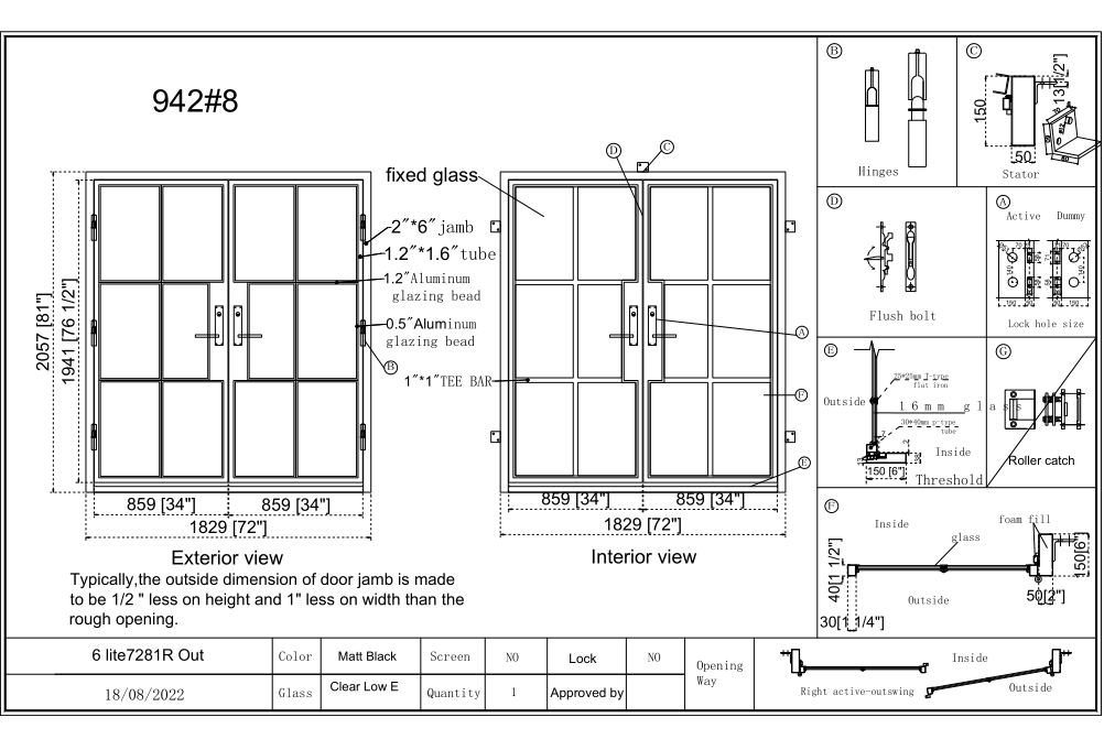 French Steel Double Door 6-Lites