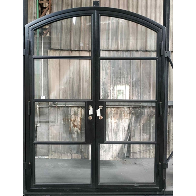 French Steel 4-Lite w/Arch Double Door (V115)